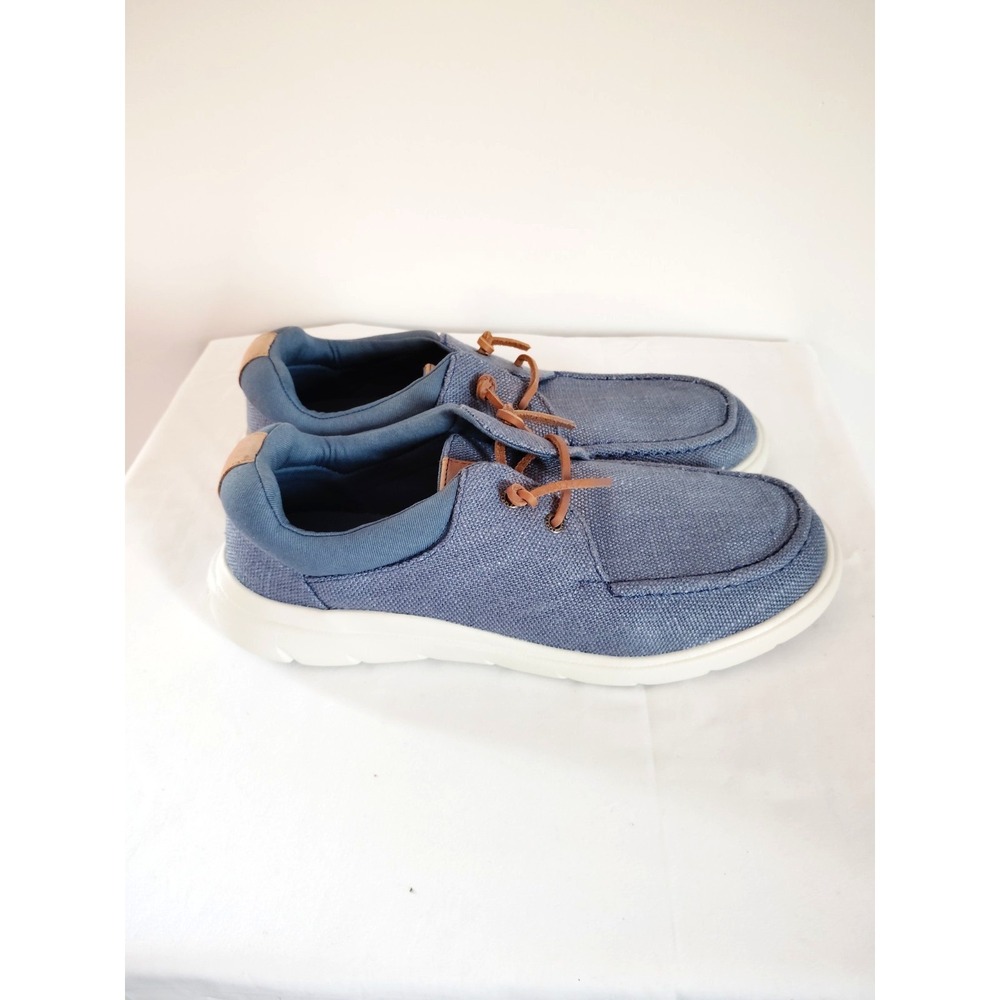 EUC Sperry Women 9M Blue Captain's Moc Top Sider Woven Hemp Slip On Sneaker Blue